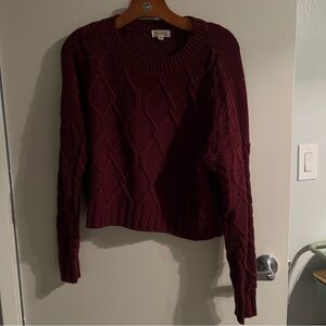 Women's Burgundy Cable Knit Sweater